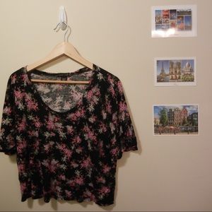 Black and pink floral top